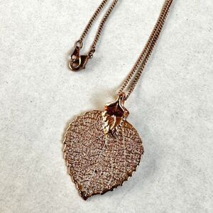 Rose Gold Dipped Real Aspen Leaf Pendant Necklace~ Rocky Mountain Leaf Jewelry